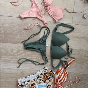 Cupshe & SHEIN Pink, Green and floral/stripe Bikini Sets- Medium